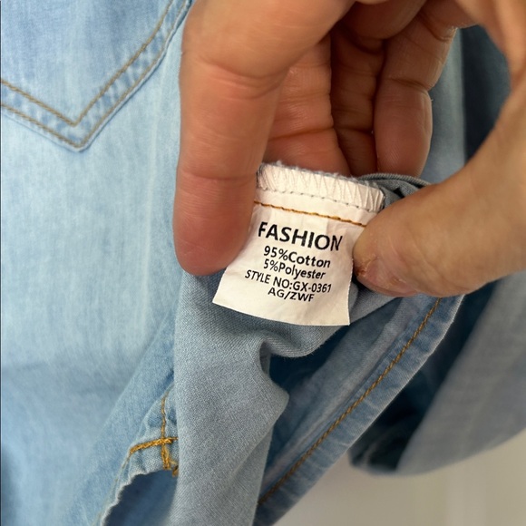 Denim Snap-Up with Tie-Front Shirt - Picture 8 of 8